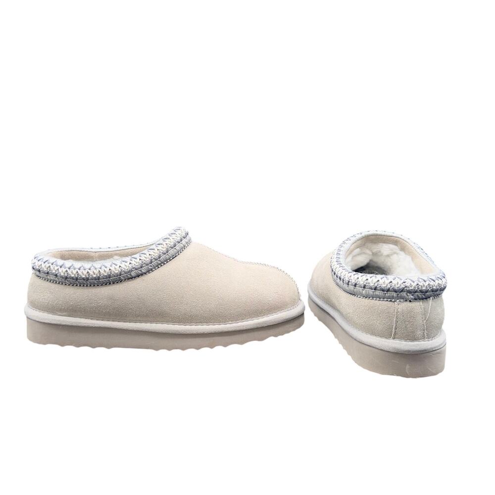 Quince Women’s Suede Shearling Clog Slippers Gray Size 7 Cozy Slip On